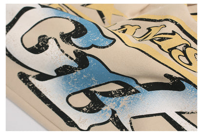 Graffiti Letter Print Drawstring Sporty Pants WN26420