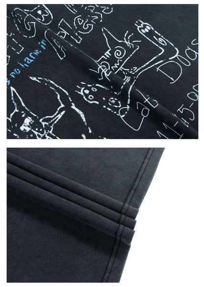 Washed Graffiti Print Short Sleeve T-Shirt WN26216