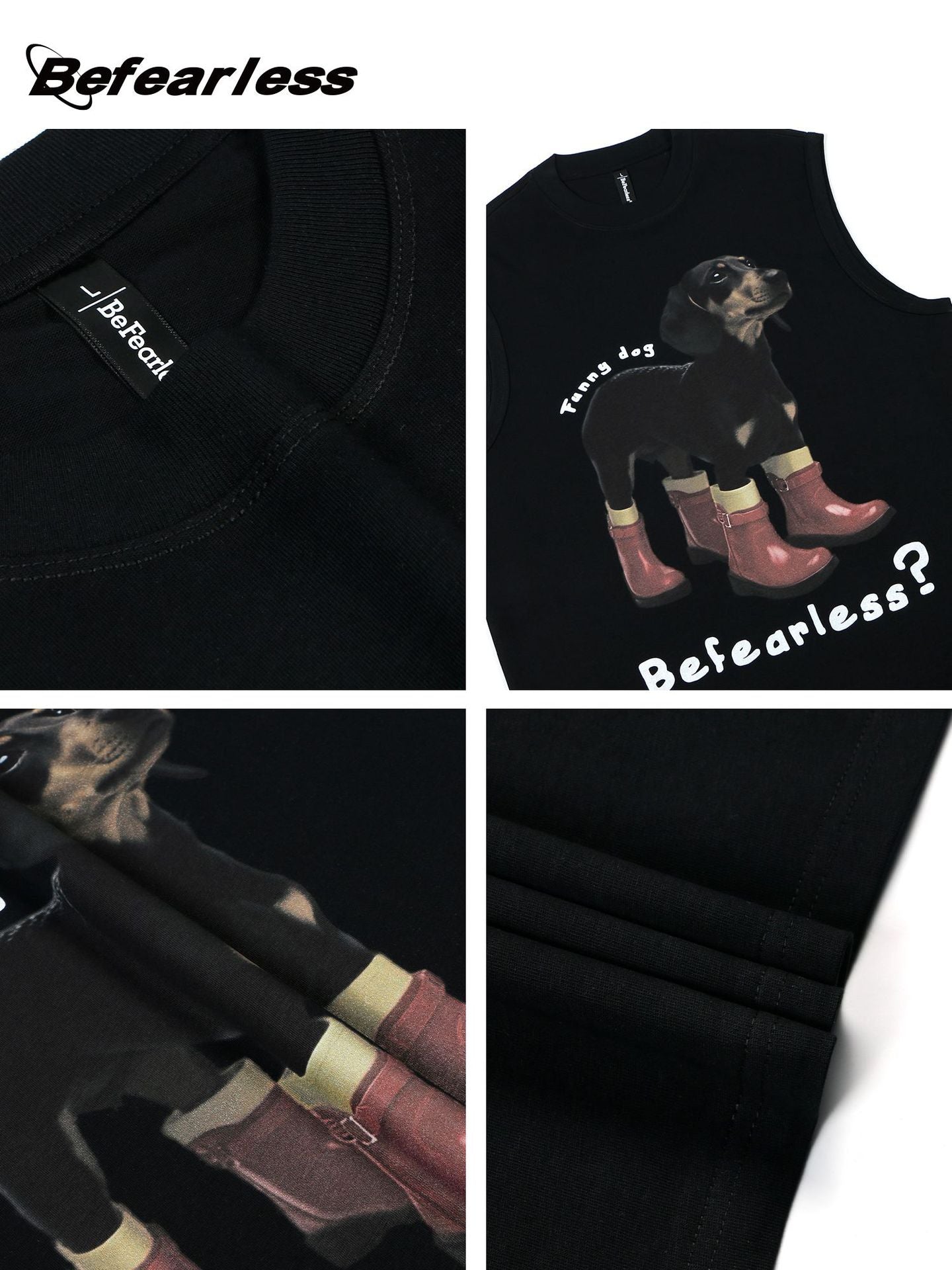 Dog Print Oversize Sleeveless T-Shirt WN26355