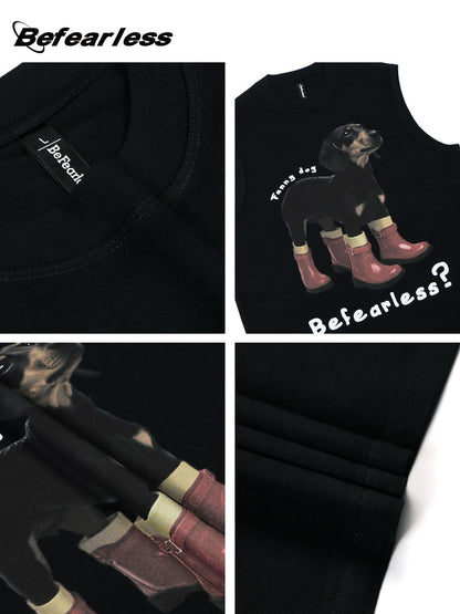 Dog Print Oversize Sleeveless T-Shirt WN26355