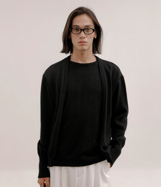 Fake Two Piece Long Sleeve Knit Sweater WN21633