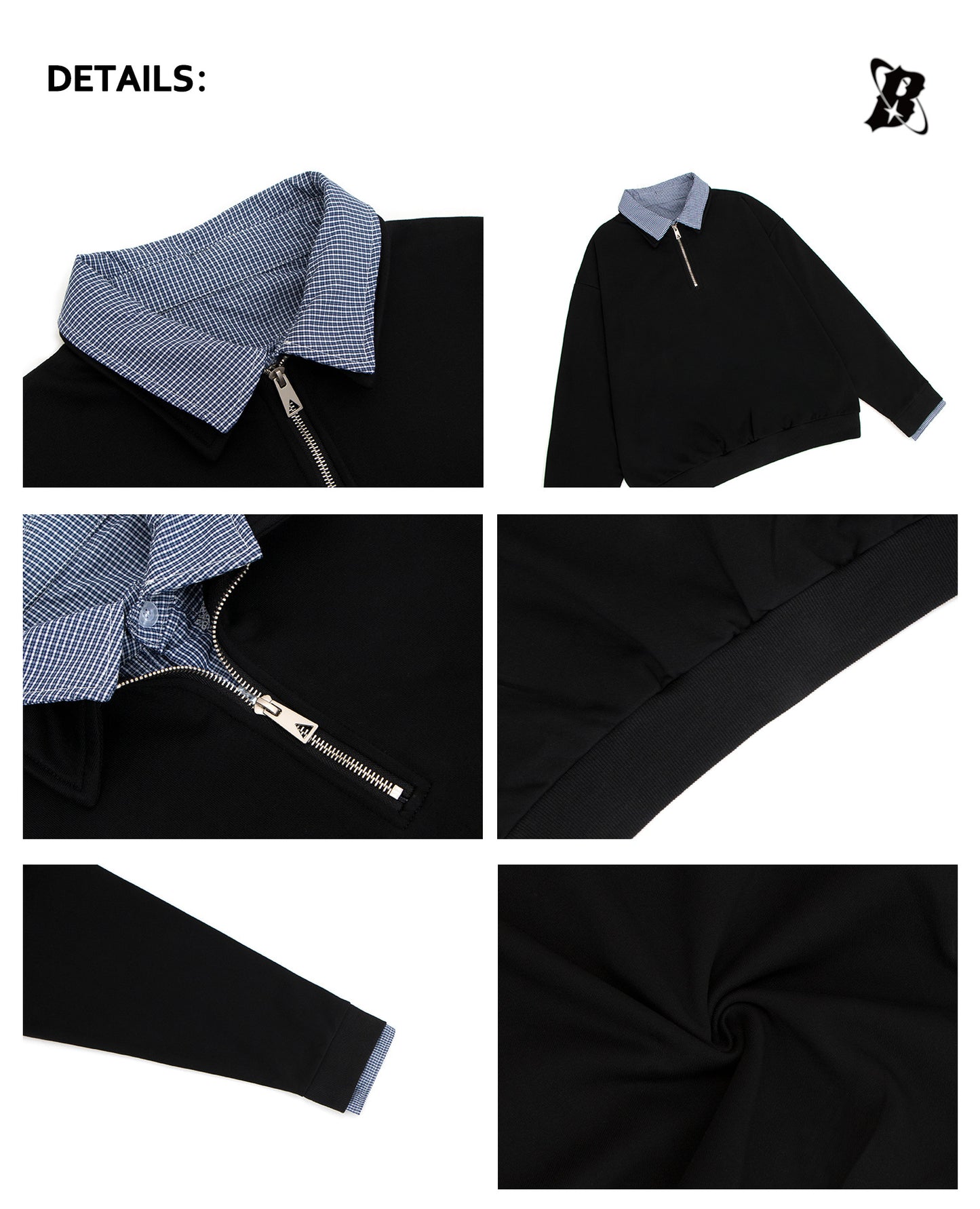 Heavyweight Fake Layered Half-Zip Polo Collar Sweatshirt WN26317