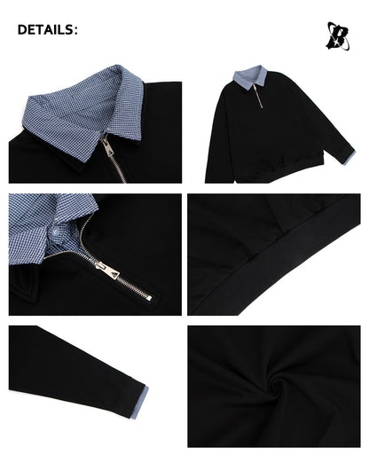 Heavyweight Fake Layered Half-Zip Polo Collar Sweatshirt WN26317