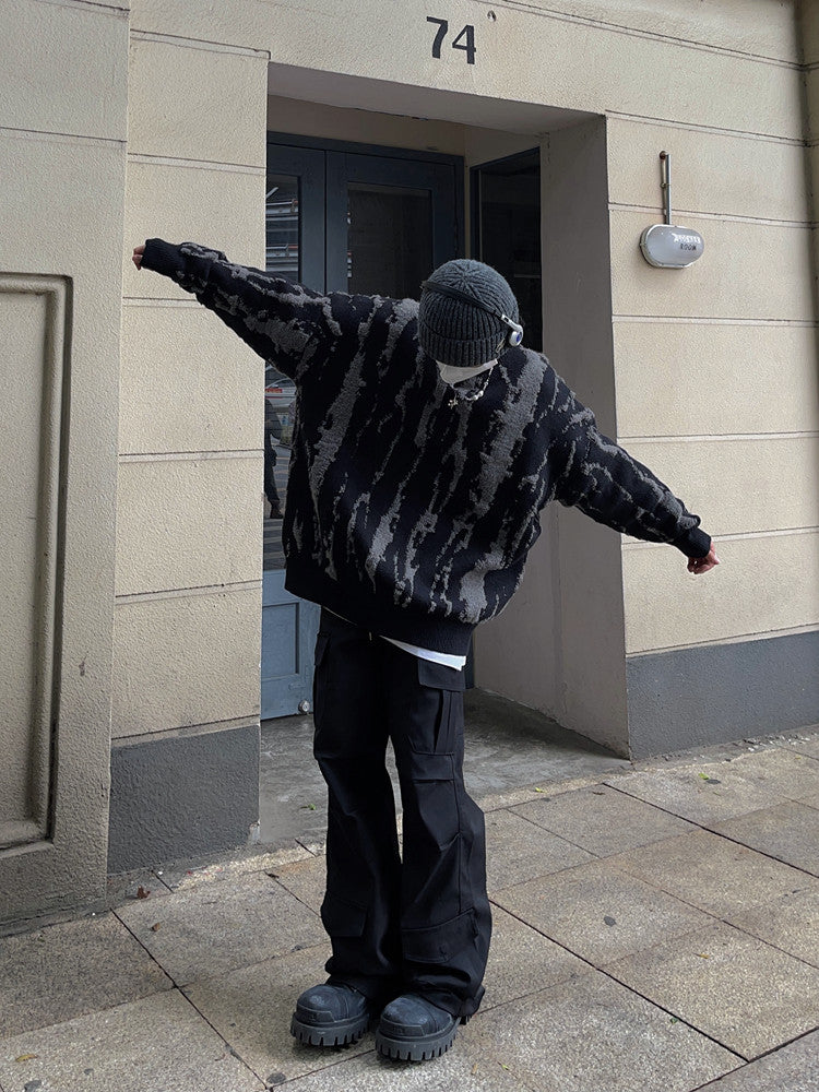 Abstract Pattern Oversize Knit Sweater WN24399