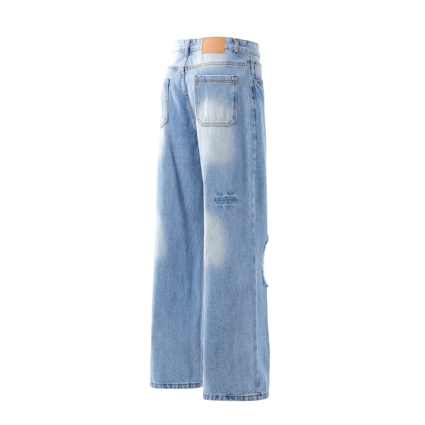 Washed Damage Wide Leg Flare Denim Jeans WN25862