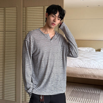 Border Button Long Sleeve T-Shirt WN24936