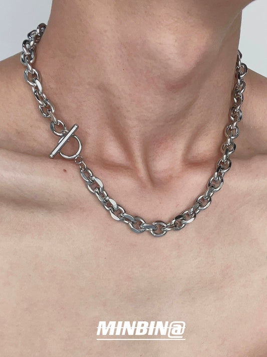 OT Buckle Cuban Chain Titanium Steel Necklace WN19233