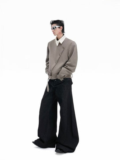 Asymmetric Button Pointed-Collar Jacket WN20521