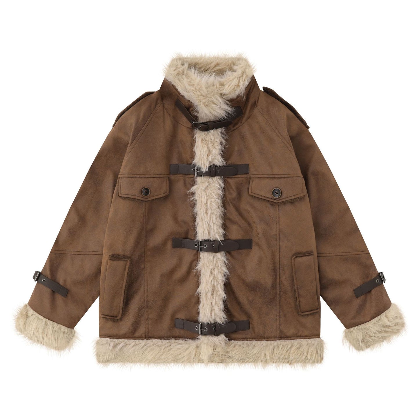 Suede Fleece Linning Furry Jacket WN10993