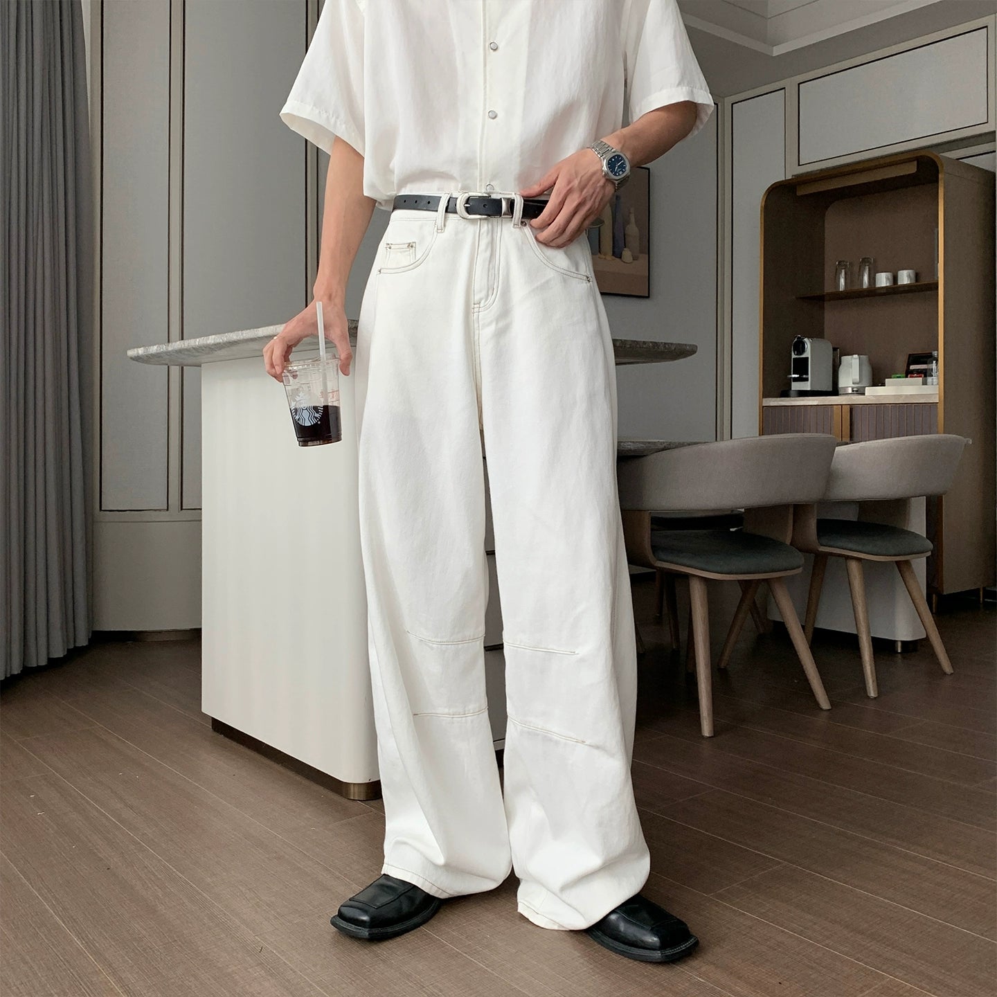 Denim Shirt Jacket & Wide Leg Denim Jeans Setup WN20451