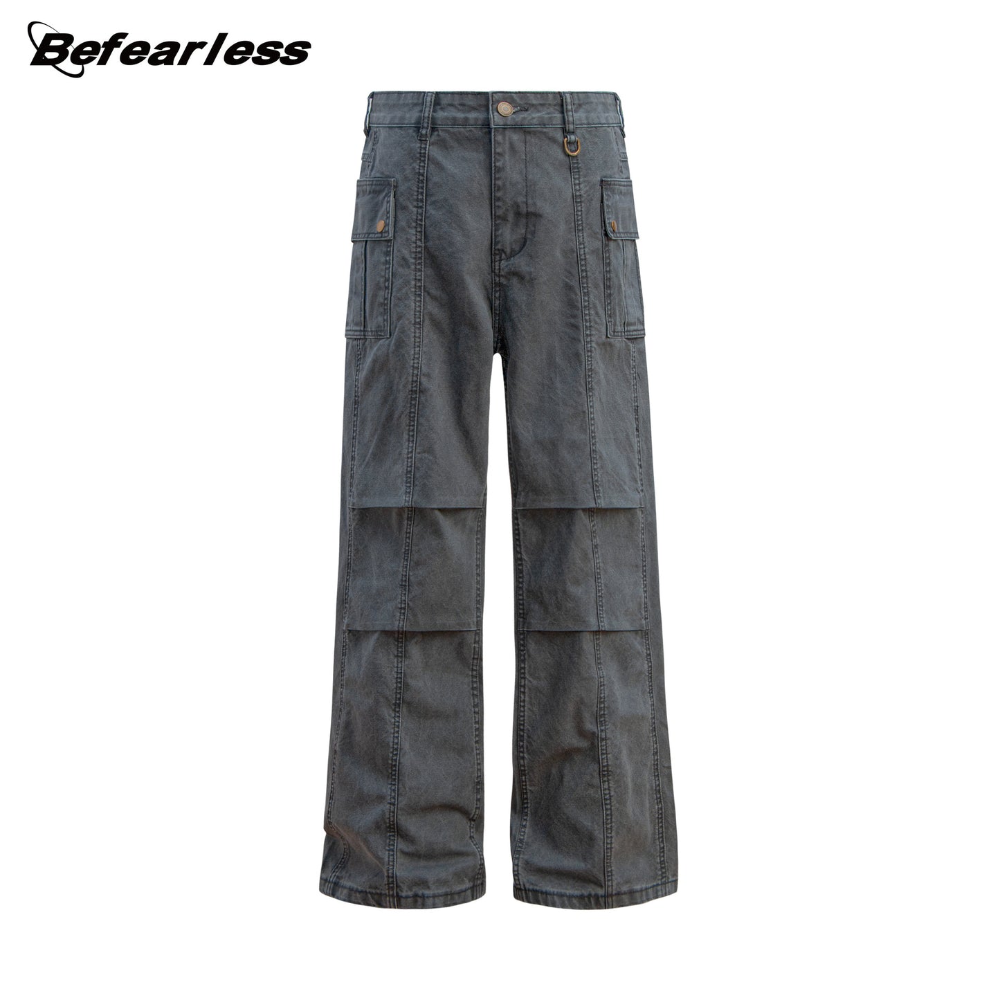 Washed Multi Pocket Panel Wide Leg Pants WN26213