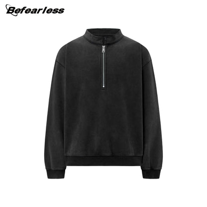 Washed Heavyweight Half-Zip Boxy Sweatshirt WN26393