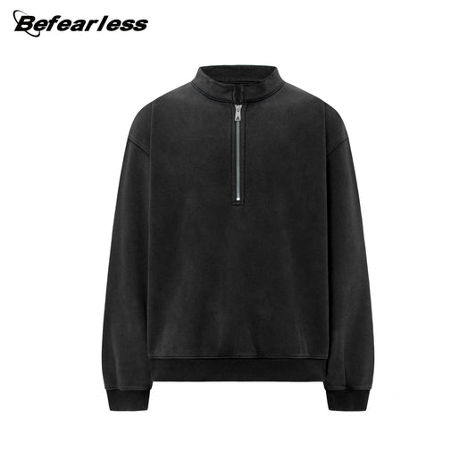 Washed Heavyweight Half-Zip Boxy Sweatshirt WN26393