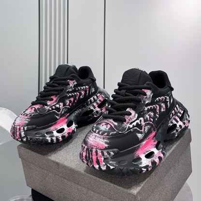Paint Graffiti Print Chunky Sole Sneakers WN24657