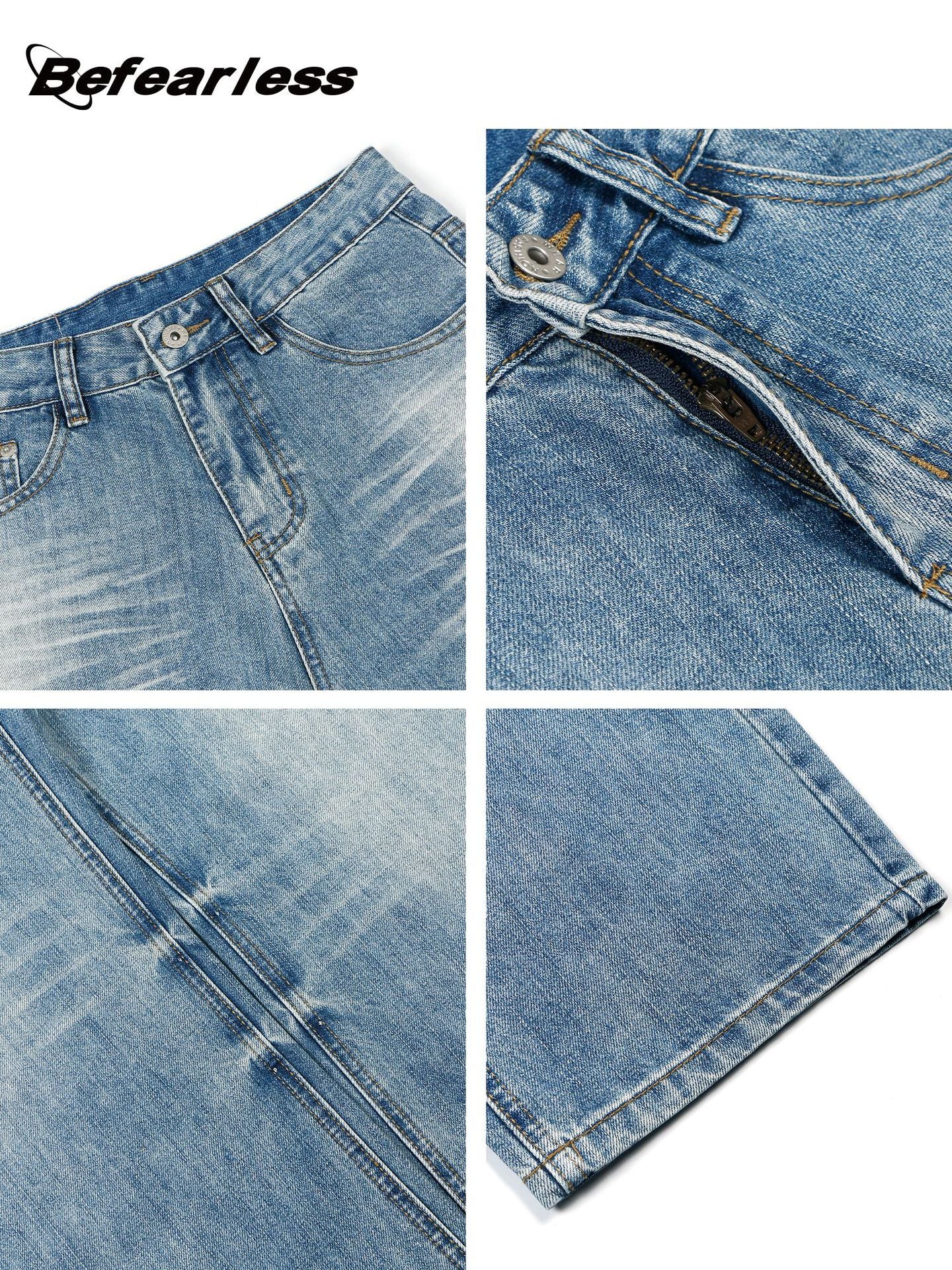 Washed Whisker Wide Leg Jeans WN26381