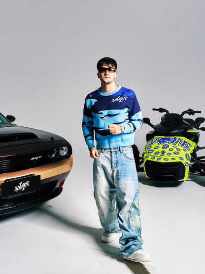 Contrast Color Jacquard Knit Sweater WN21009