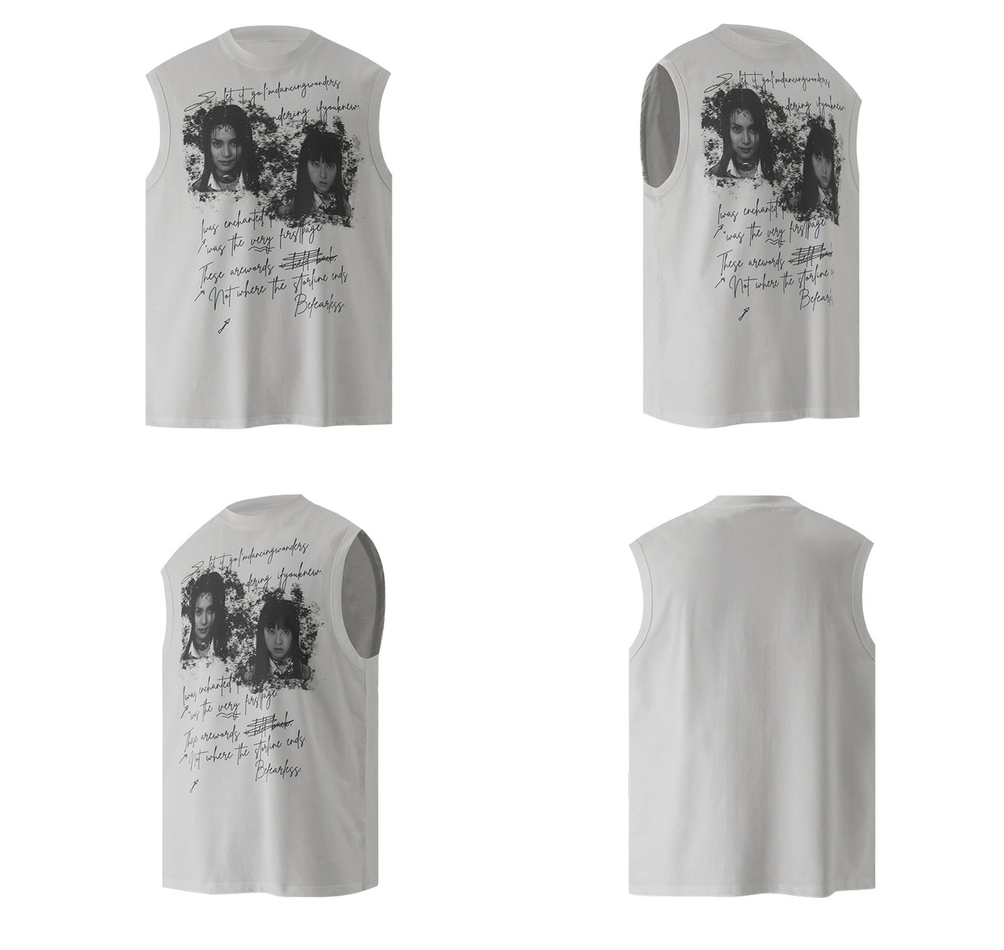 Portrait Graphic Letter Sleeveless T-Shirt WN26202
