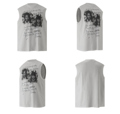 Portrait Graphic Letter Sleeveless T-Shirt WN26202