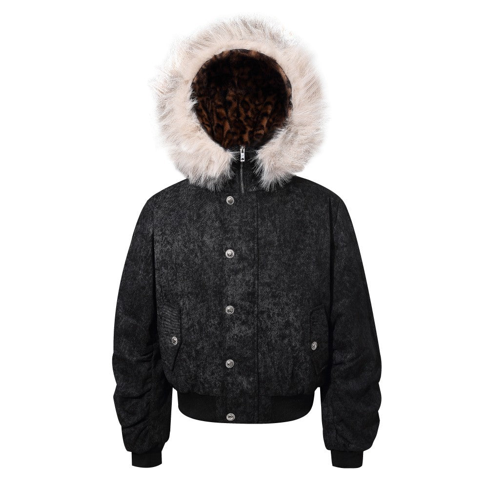 Detachable Fake Fur Hooded Puffer Jacket WN28069