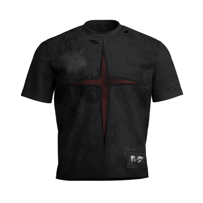 Cross Cutout Gothic Short Sleeve T-Shirt WN27125