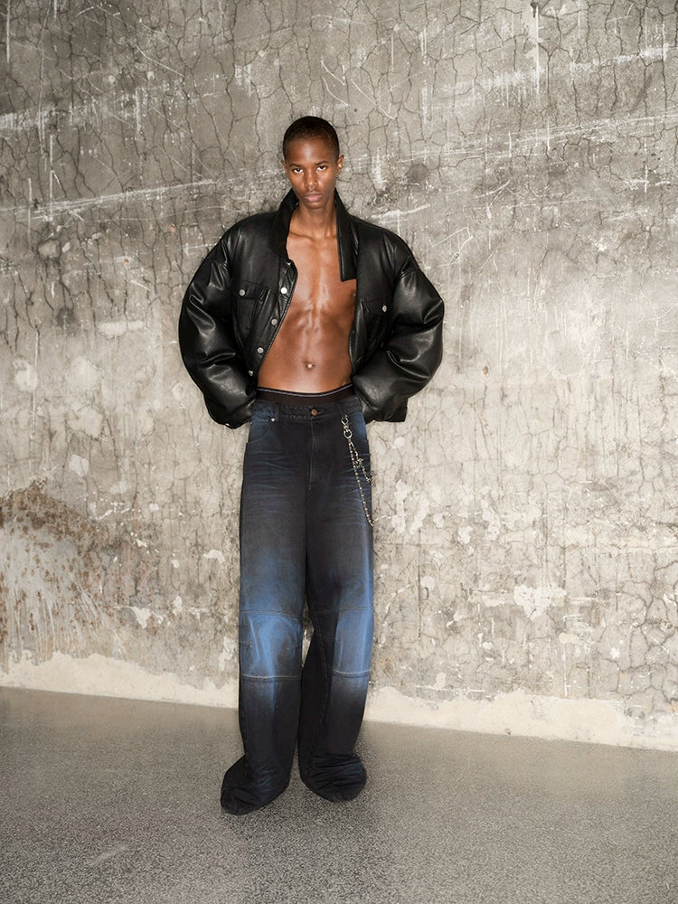 Washed Wide Leg Denim Jeans WN21286