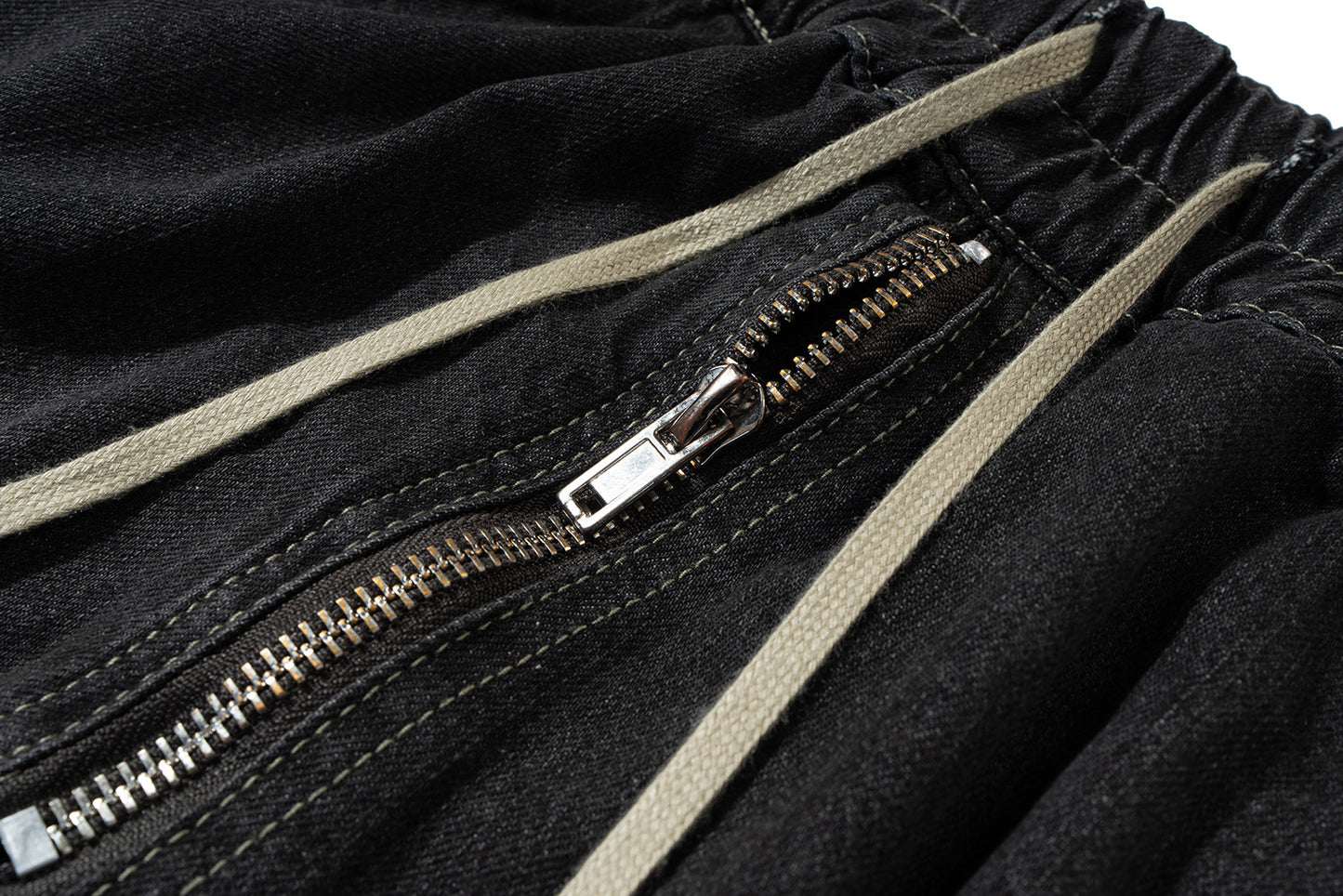 Drawstring Cargo Damage Denim Half Jeans WN25525