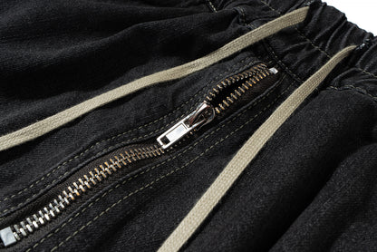 Drawstring Cargo Damage Denim Half Jeans WN25525
