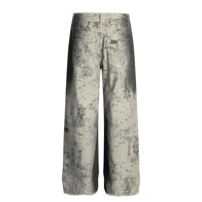Paint Washed Wide Leg Denim Jeans WN25950