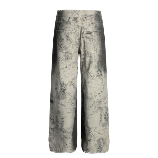 Paint Washed Wide Leg Denim Jeans WN25950