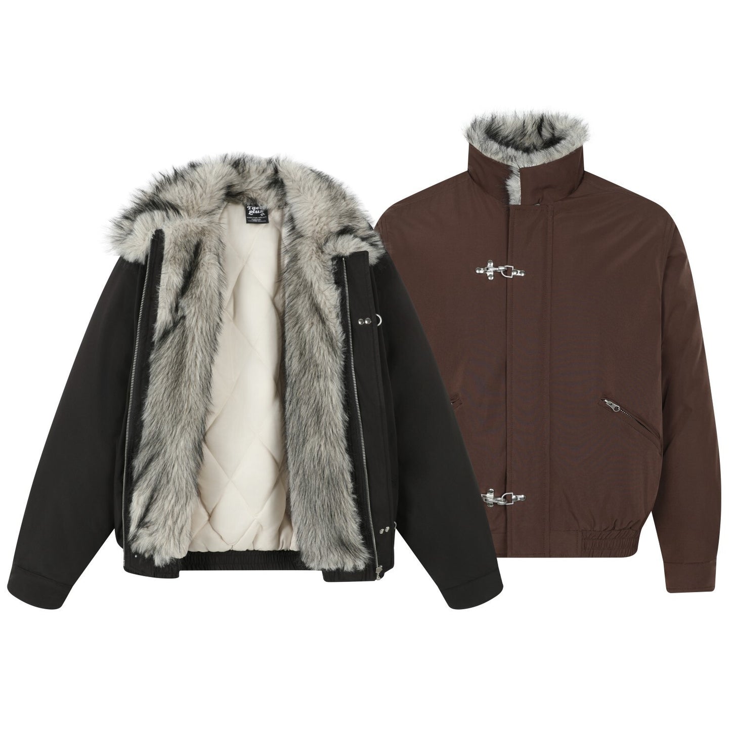 Velvet Quilting Fleece Lining Hooded Puffer Jacket WN21934