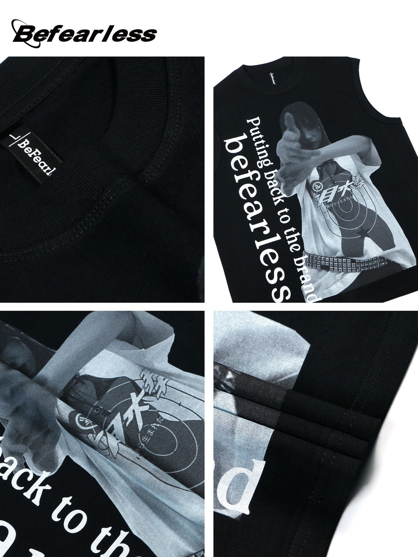 Portrait Graphic Letter Sleeveless T-Shirt WN26219