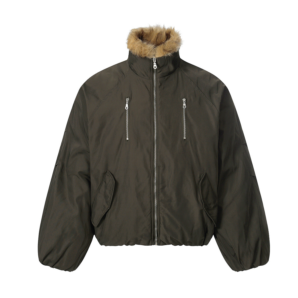 Fake Fur Collar Zipper Puffer Jacket  WN21870