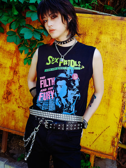 Graphic Print Sleeveless T-Shirt WN16001