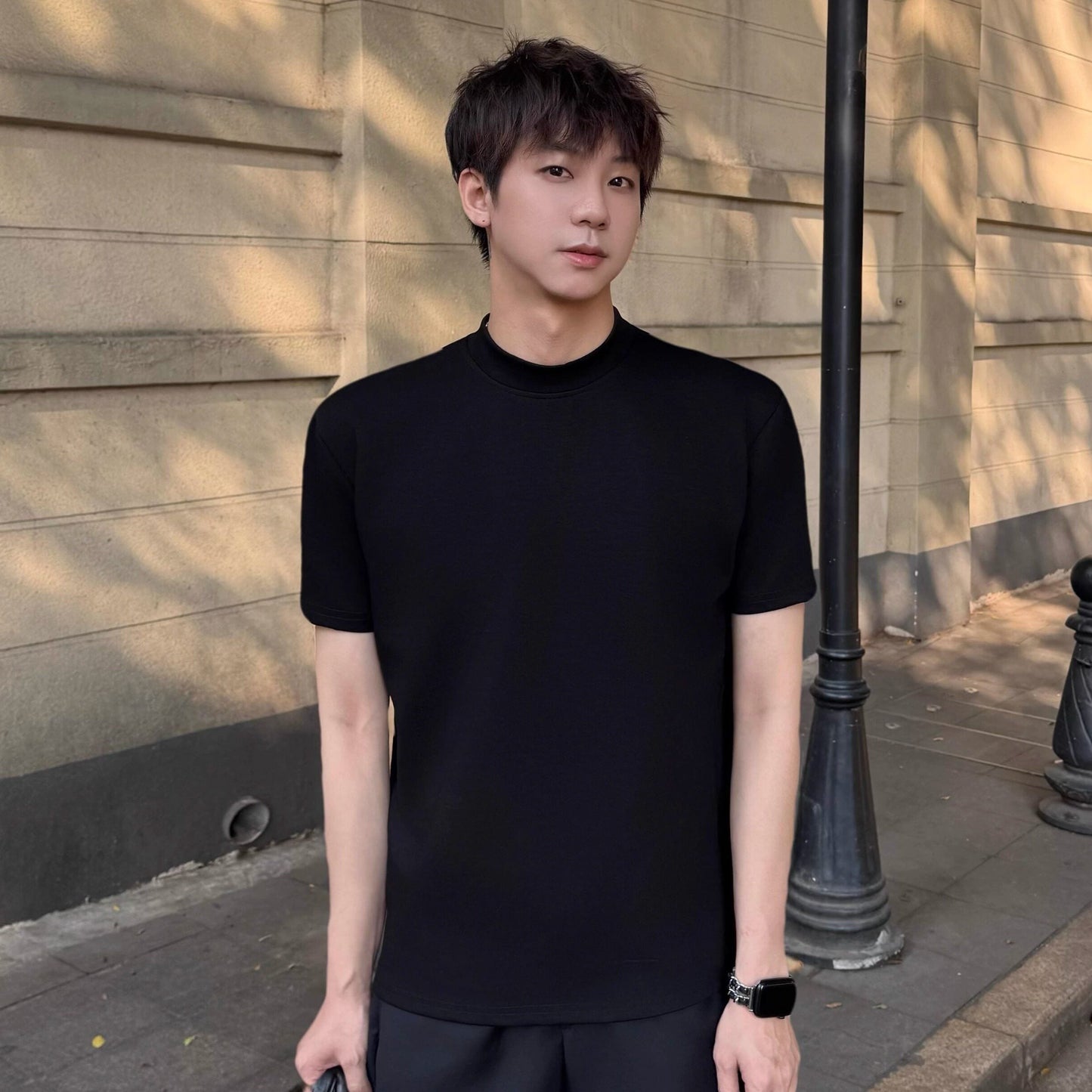 Shoulder-pad Slim Short Sleeve T-Shirt WN25216