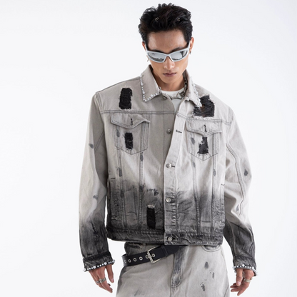 Pearl Damage Washed Denim Jacket & Denim Jeans Setup WN20657