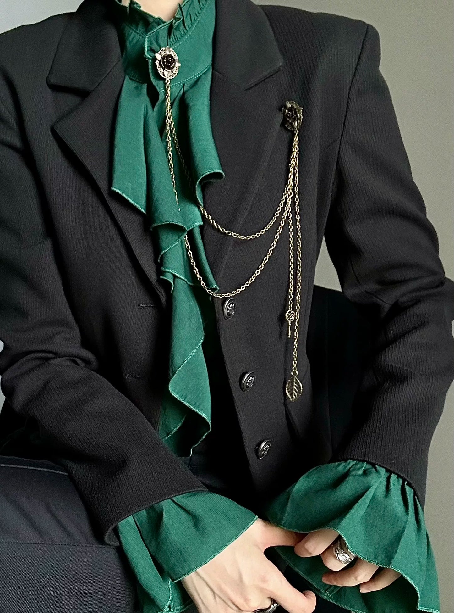 Rose Chain Double Brooch WN23135