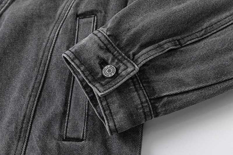 Washed Short Zipper Denim Jacket WN11291