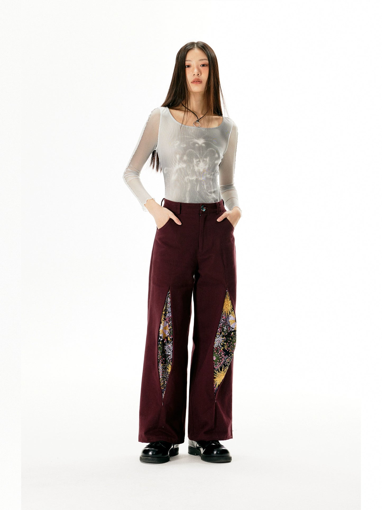 Fireworks Print Straight Leg Trousers WN18856
