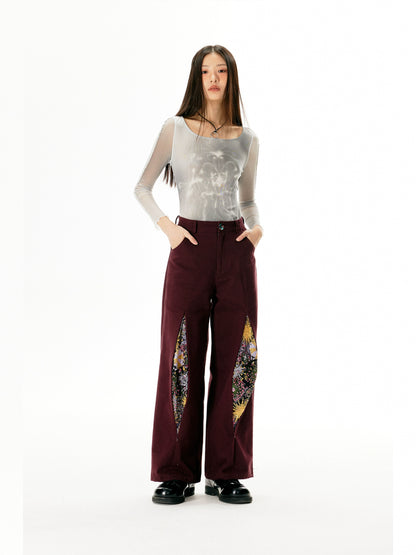 Fireworks Print Straight Leg Trousers WN18856