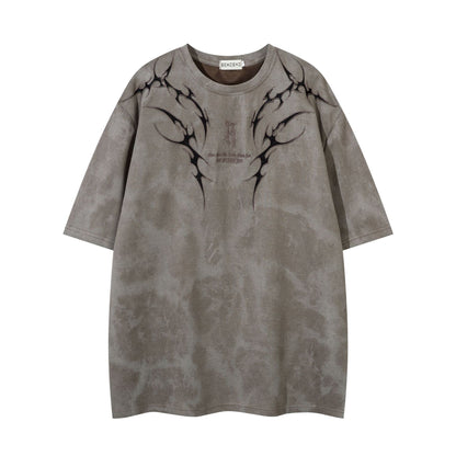 Washed Thorn Print Short Sleeve T-Shirt WN25543