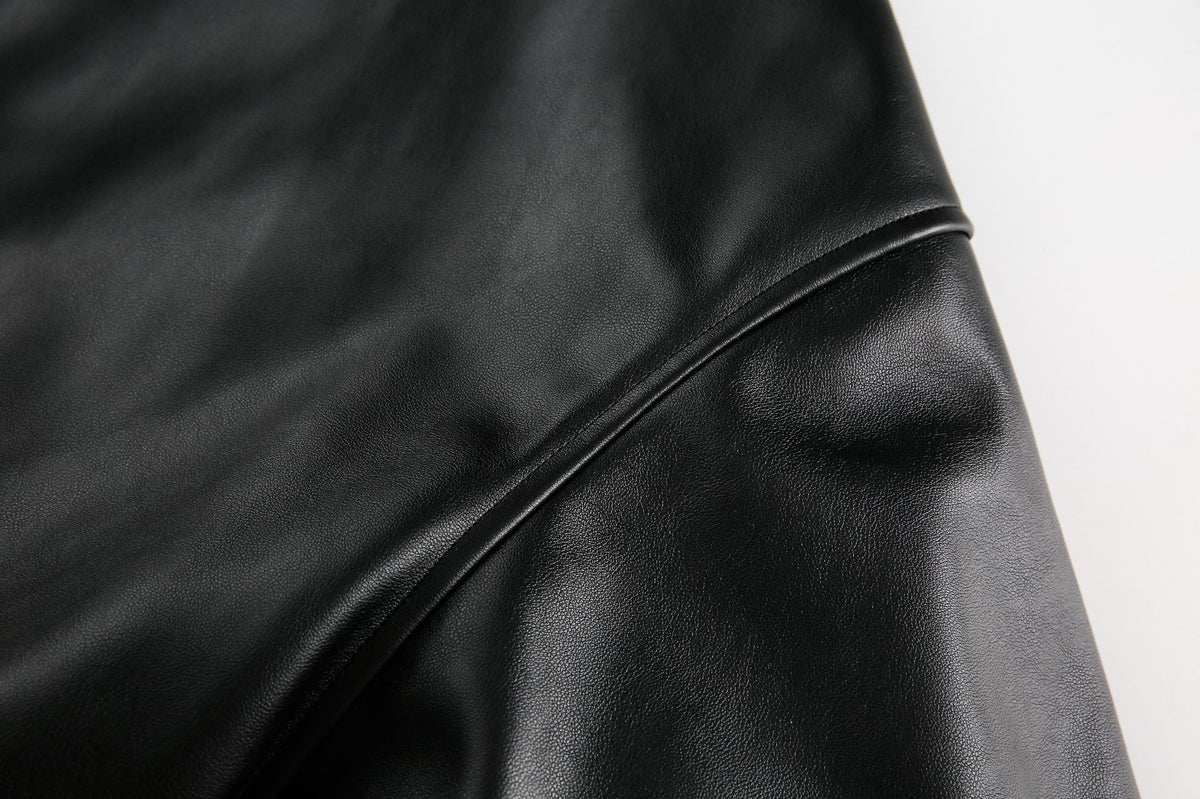Fake Fur Lining Hooded PU Leather Jacket WN28066
