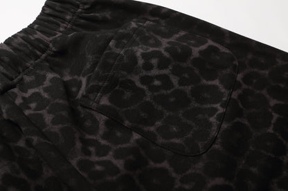 Leopard Graphic Letter Wide Leg Half Pants WN28106