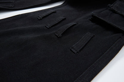 Fake Fur Trim Multi-Pocket Wide Leg Cargo Pants WN23087