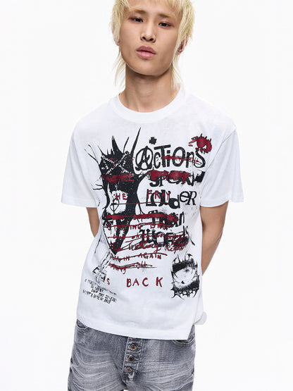 Graffiti Graphic Print Cropped Short Sleeve T-Shirt WN27374