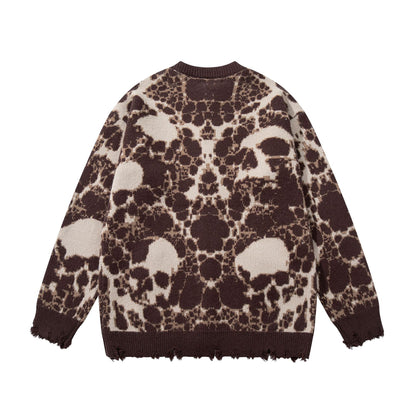 Skull Graphic Dark Knit Sweater WN23040