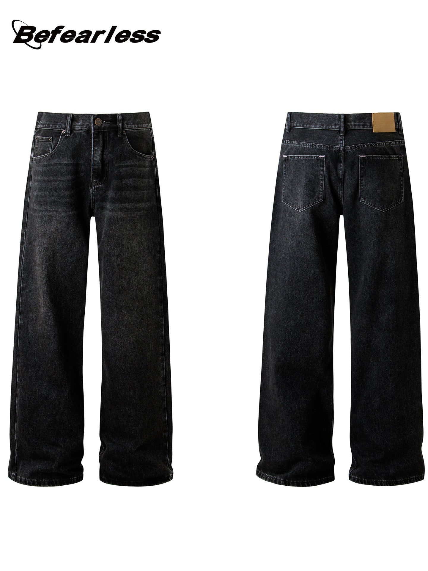 Heavyweight Washed Wide Leg Denim Jeans WN26192