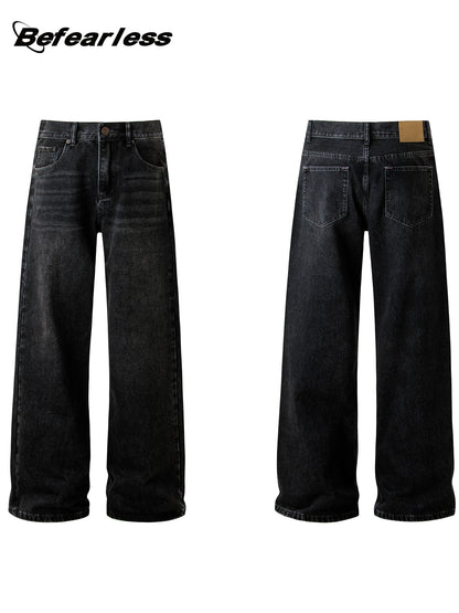Heavyweight Washed Wide Leg Denim Jeans WN26192