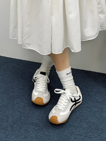 Suede Panel Lace Up Sneakers WN24511