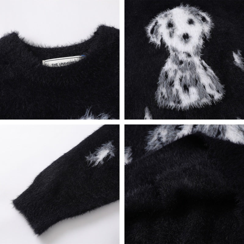 Dalmatian Print Oversize Knit Sweater WN11404