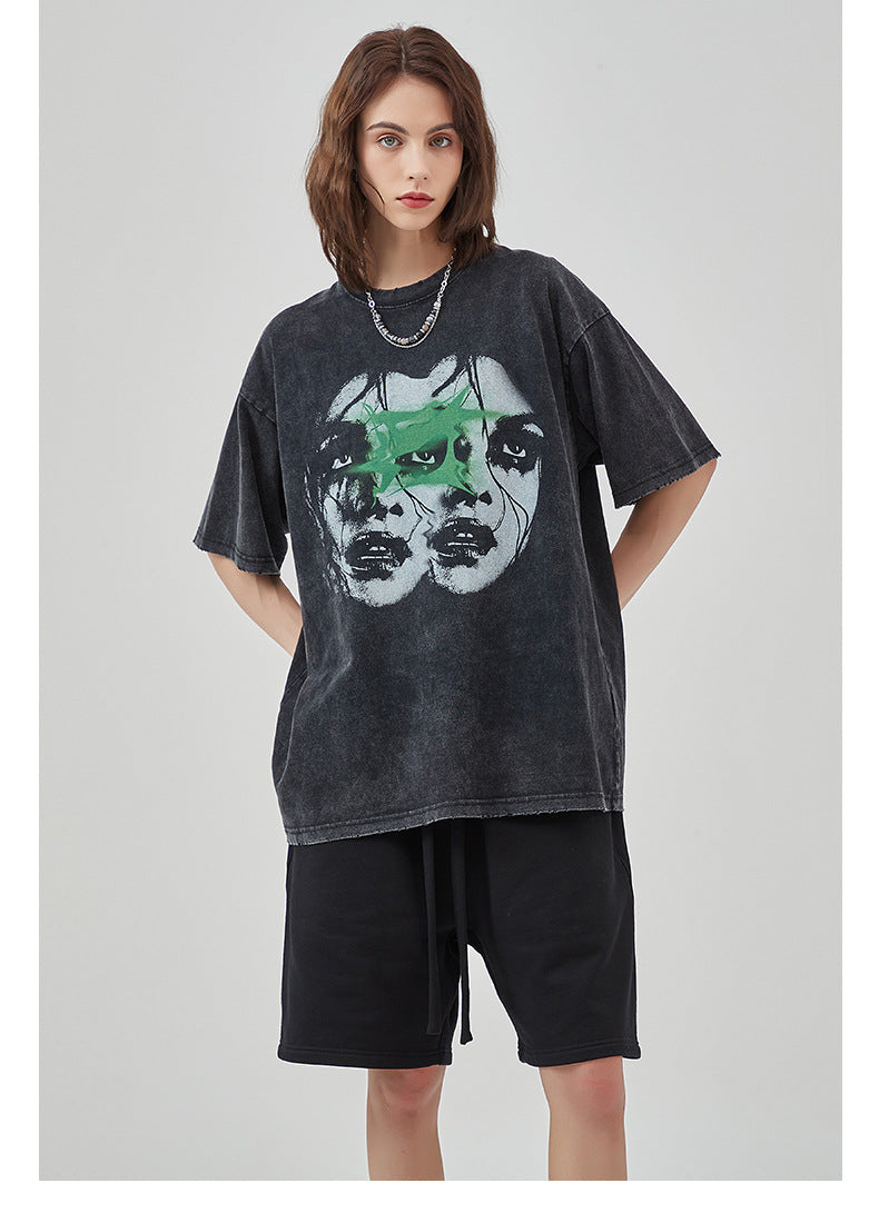 Round Neck Print Short Sleeve T-shirt WN7766